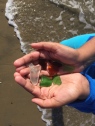 Colorful sea glass can be found at Del Monte Beach in Monterey, California.